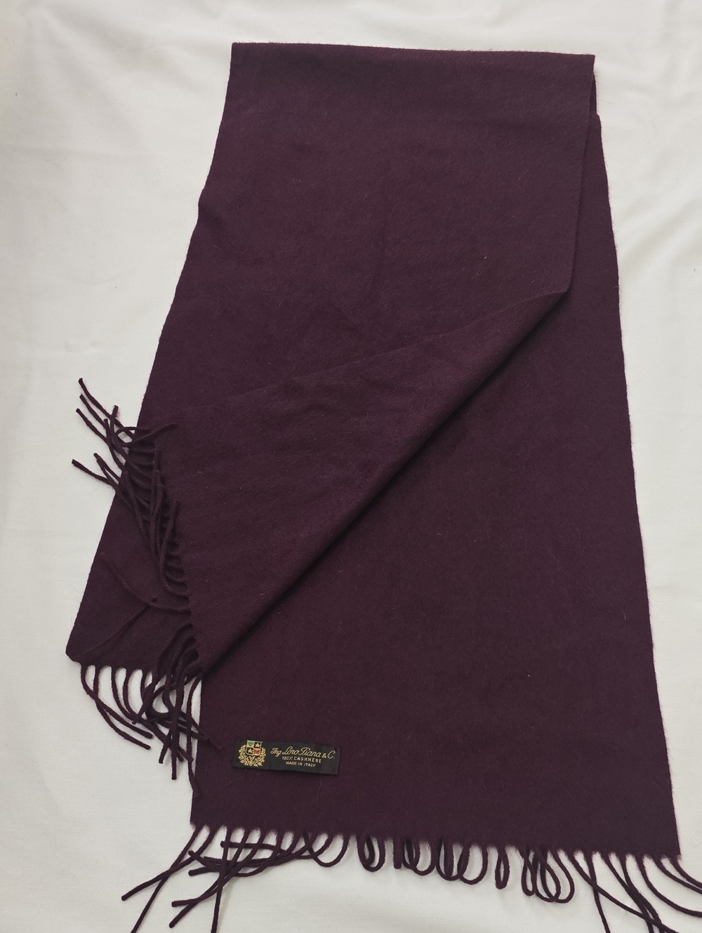 Loro Piana Plum Fringe Vintage Cashmere Scarf